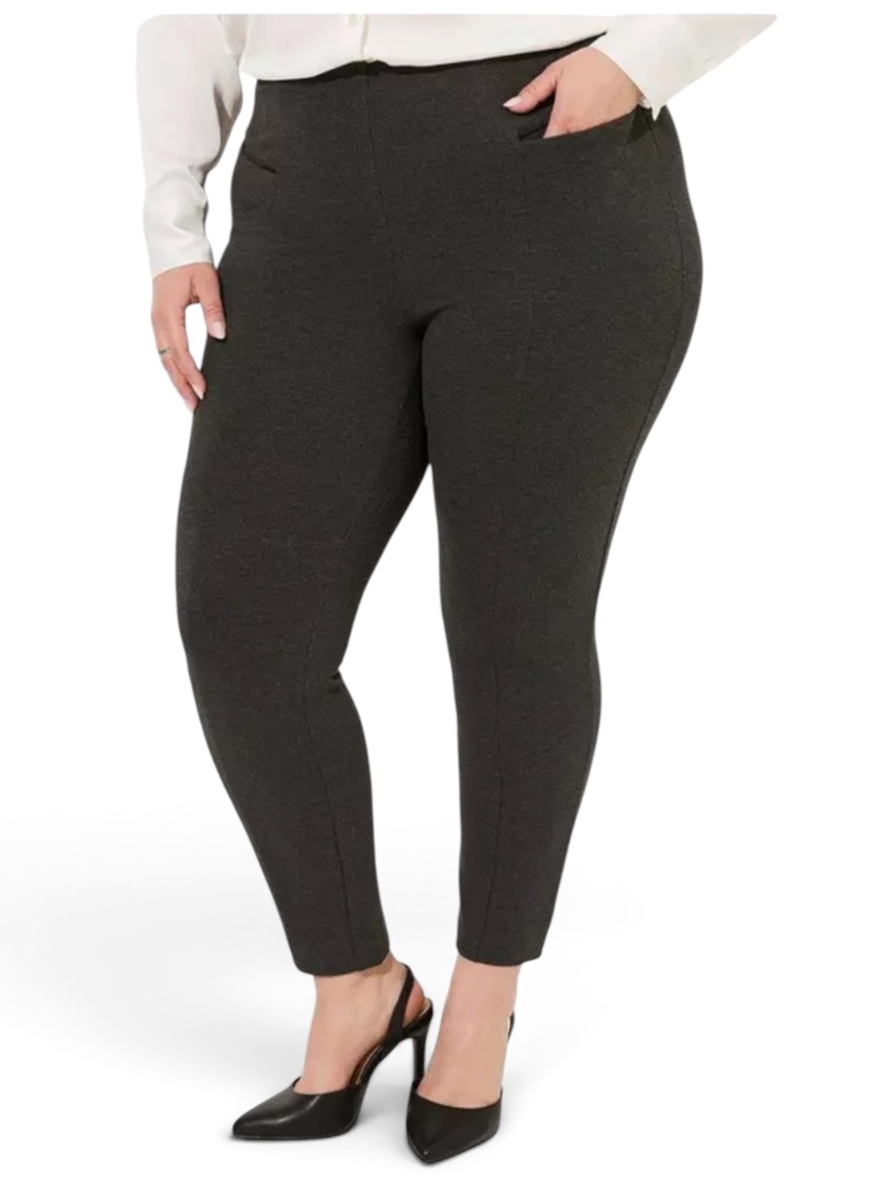 Torrid Studio Pull-on Luxe Ponte Charcoal Pencil Pant - Picture 2 of 11